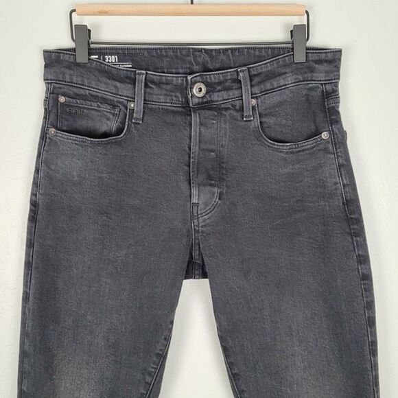 G-Star Raw 3301 Size 32 Straight Tapered Jeans Stretch Black - Picture 3 of 12